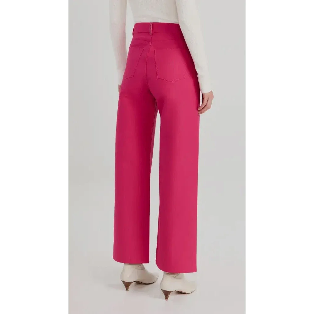 $580 Wandler Women's Pink Magnolia Italy Relaxed Straight-Leg Pants Size 29 - Picture 3 of 5
